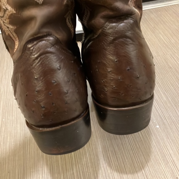 J.B. Dillon ostrich western cowboy boots chocolate brown color Size 11.5 D width - Picture 8 of 12